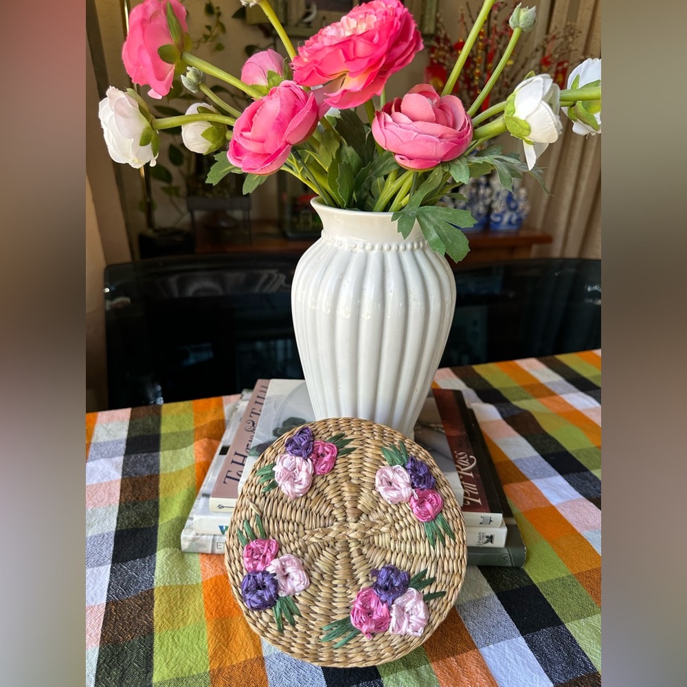Vintage Storage Box/Wicker Box with Lid